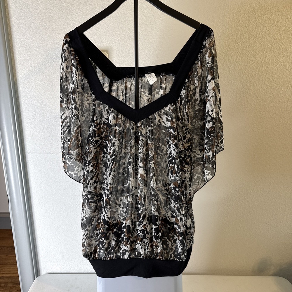 YUMMY PLUS Women's Multicolor Abstract Print Blouse Square Neck Size 3XL